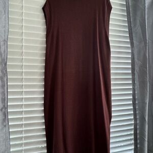 Brown sweater dress with matching long cardigan